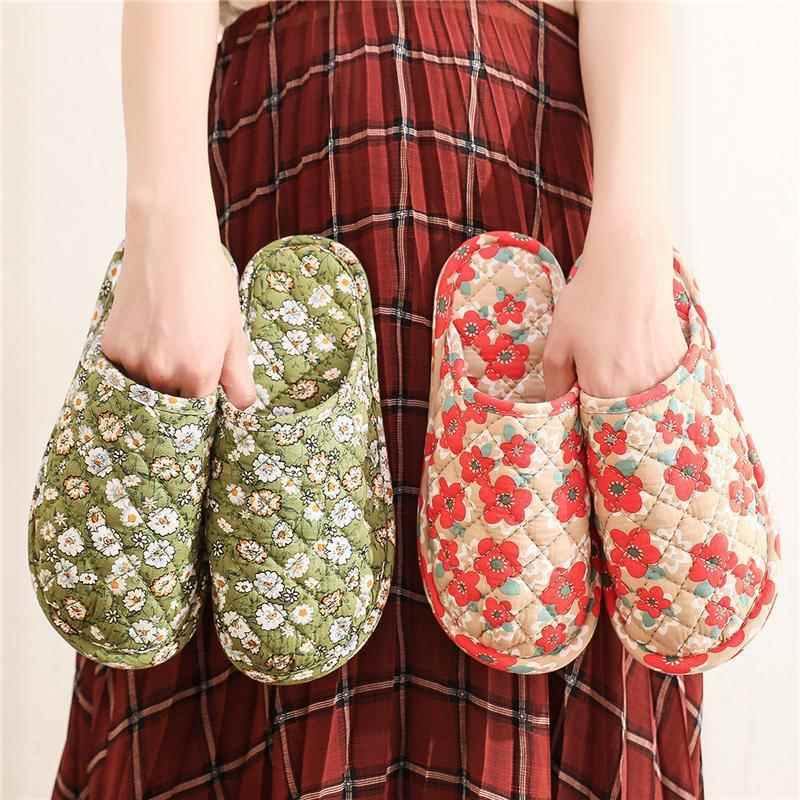 新款手工纯棉包头室内家用软底无声布底拖鞋女木地板静音卧室秋冬