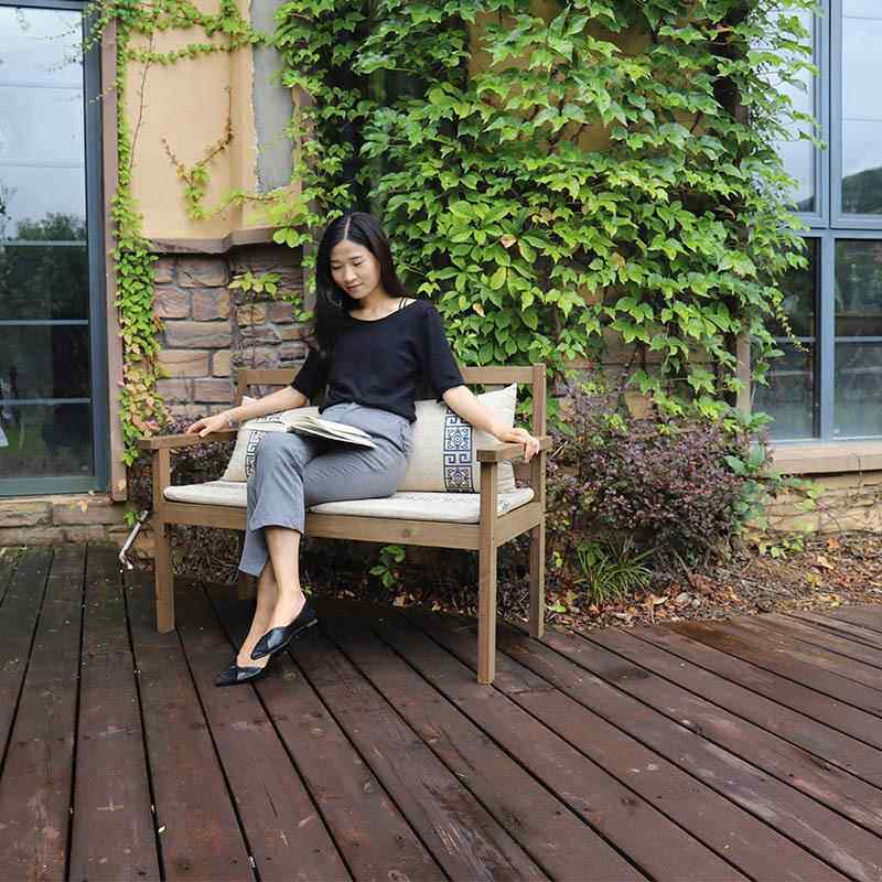 W6复古旧RTI实木家靠背厅椅凳用休闲客做户外阳台三人双人沙发长