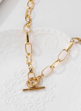 Thick Chain Toggle Clasp Necklaces Mixed Linked Circle Neckl