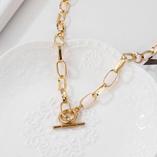 Thick Chain Toggle Clasp Necklaces Mixed Linked Circle Neckl
