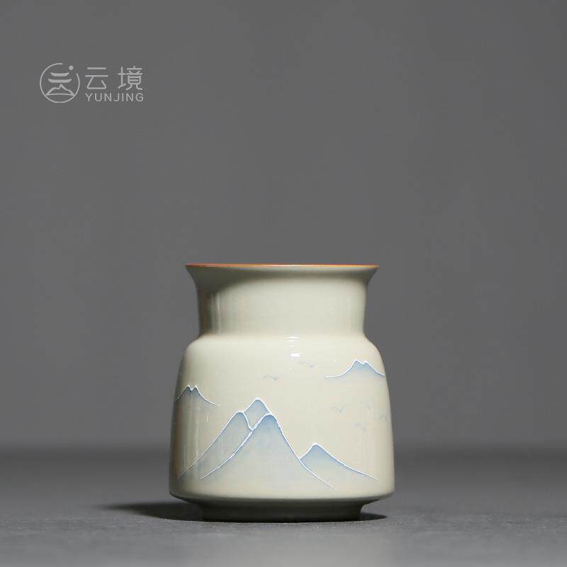 创意手绘远山六君子套装黑檀茶针茶夹子配件家用功夫泡茶茶道配件