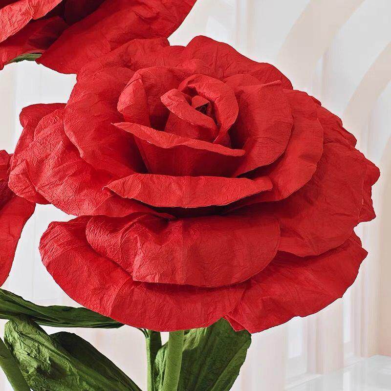 大型仿真玫瑰花假花橱窗拍摄玫瑰花手工纸花婚礼路引婚庆舞台道具