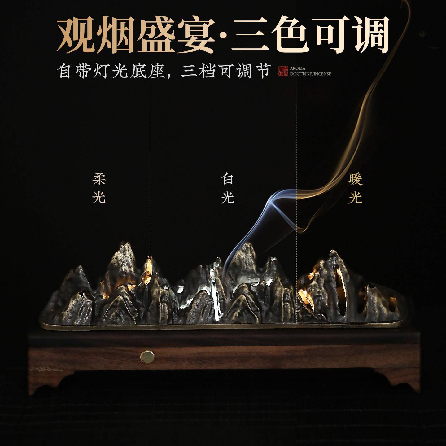 千里江座山观香烟线 线香卧香千里江山盒香插香檀香炉家用室盒内