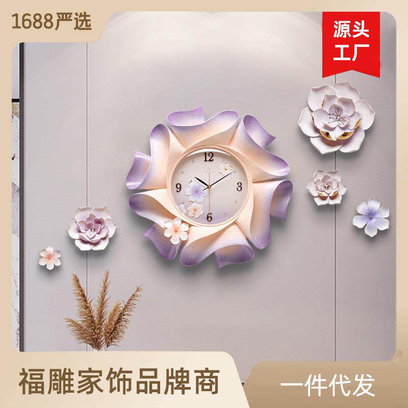欧式美挂饰钟客装厅钟表现时光之舞代简约钟创意家精用浮雕饰挂表