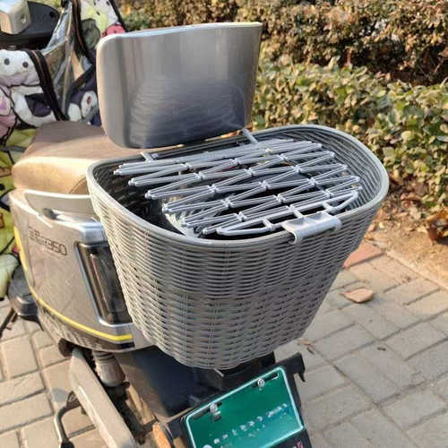 电动车后置车筐摩托车后尾挂篮置物加大车篓靠背菜篮子方箱