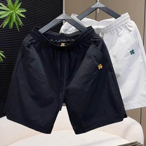 夏季男士运动短裤宽松刺绣五分裤潮流百搭速干直筒裤衩0613k