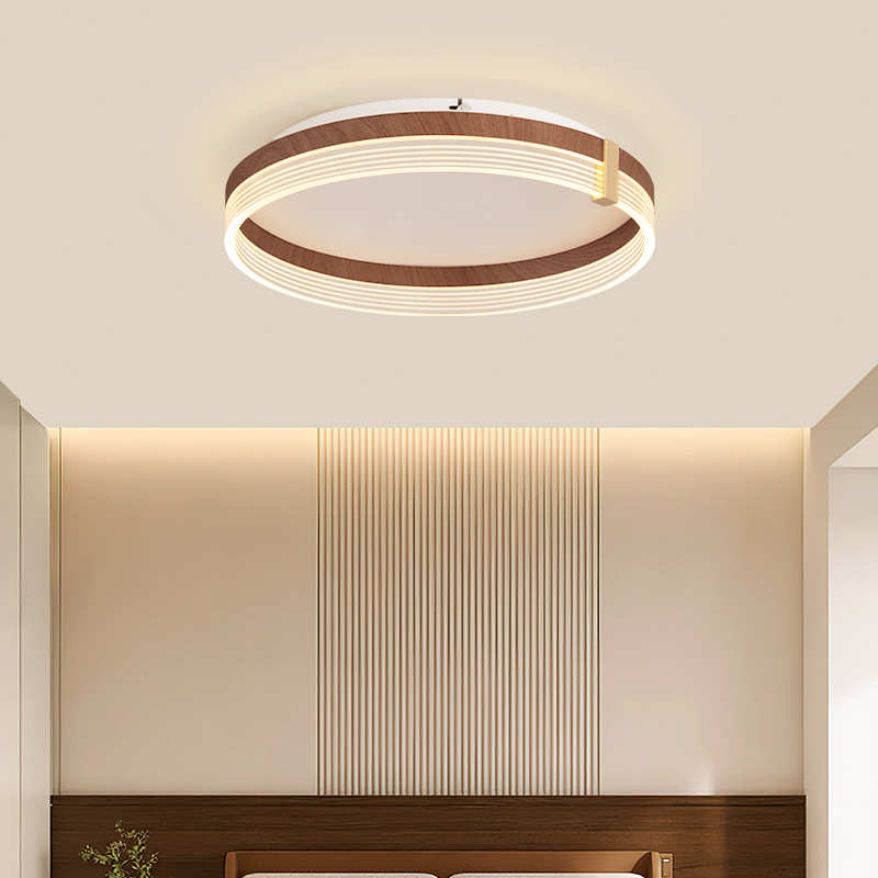 新款木纹卧室灯led吸顶灯现代简约个性创意三角形书房灯房间灯具