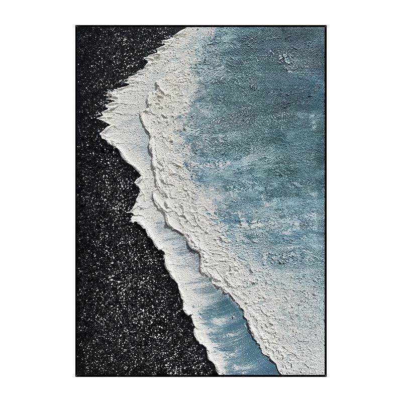 黑白星海大芬村油画芯沙发纯手绘挂画艺术侘寂入户玄关落地装饰画