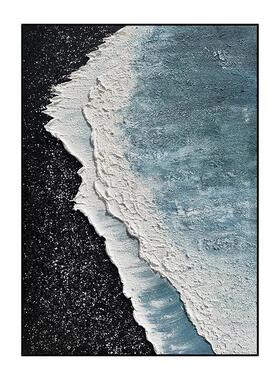 黑白星海大芬村油画芯沙发纯手绘挂画艺术侘寂入户玄关落地装饰画