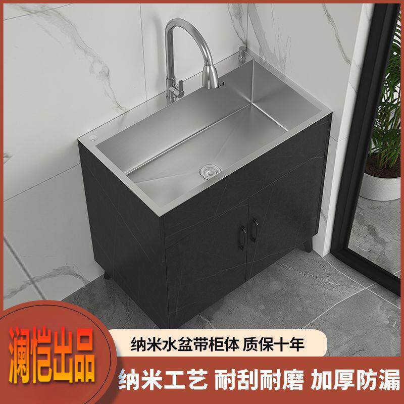厨房不锈钢洗菜盆家用水槽柜单双槽简易落地式橱柜出租屋一体水盆