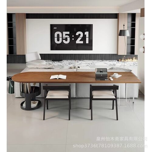 欧式简实木大板书桌客厅沙习长发条办餐桌亚克力弧形YMZ-157创意