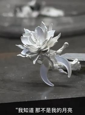 暗恋与白月光 月与花戒指原创设计时尚个性精致简约百搭好友礼物