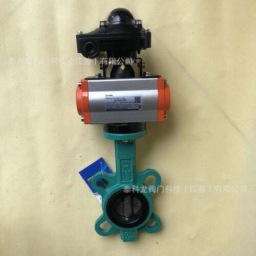 D671XRL/P-16Q气动对夹单夹式软密封衬胶蝶阀不锈钢阀板DN125200
