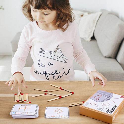 Montessori Matches Puzzles Game Wooden Toys DIY Math Geometr