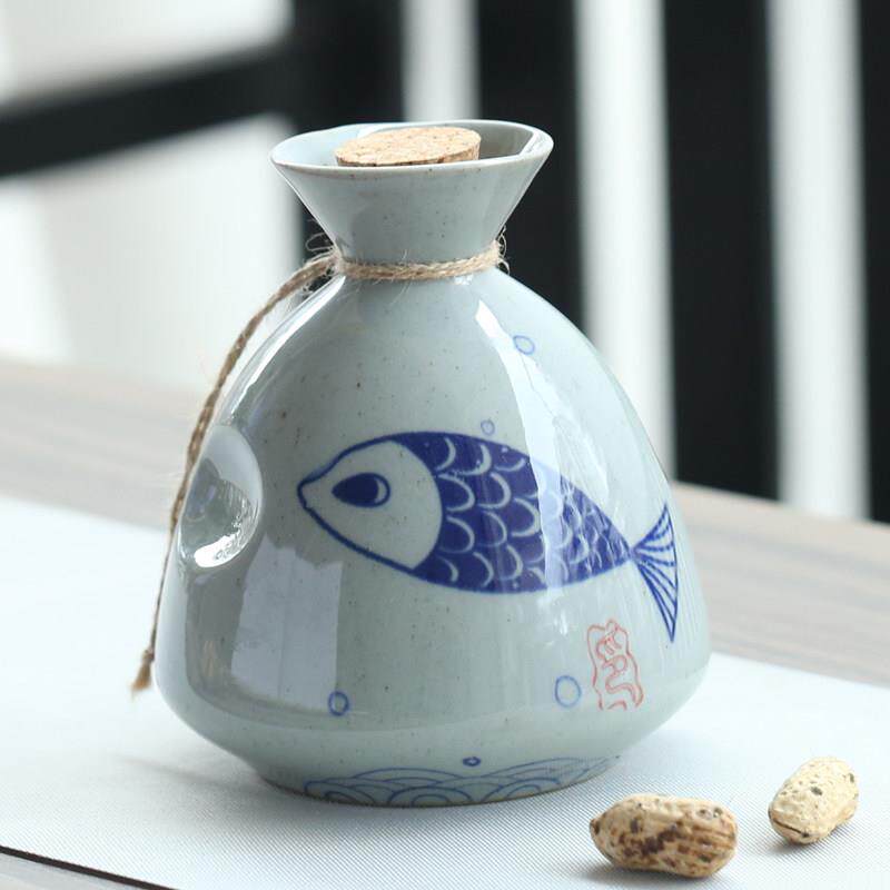 餐厅酒壶陶瓷中式分酒器单壶一斤壶半斤壶复古酒具送塞子家用酒壶