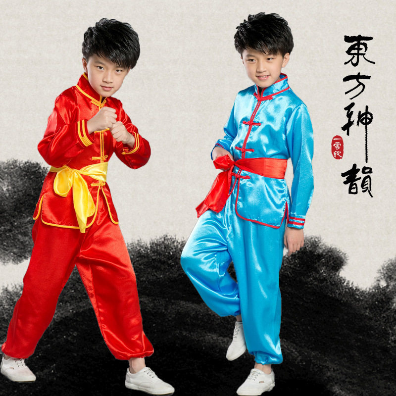 中小学生武术服秧歌服腰鼓打鼓服装舞龙舞狮表演服男女太极演出服