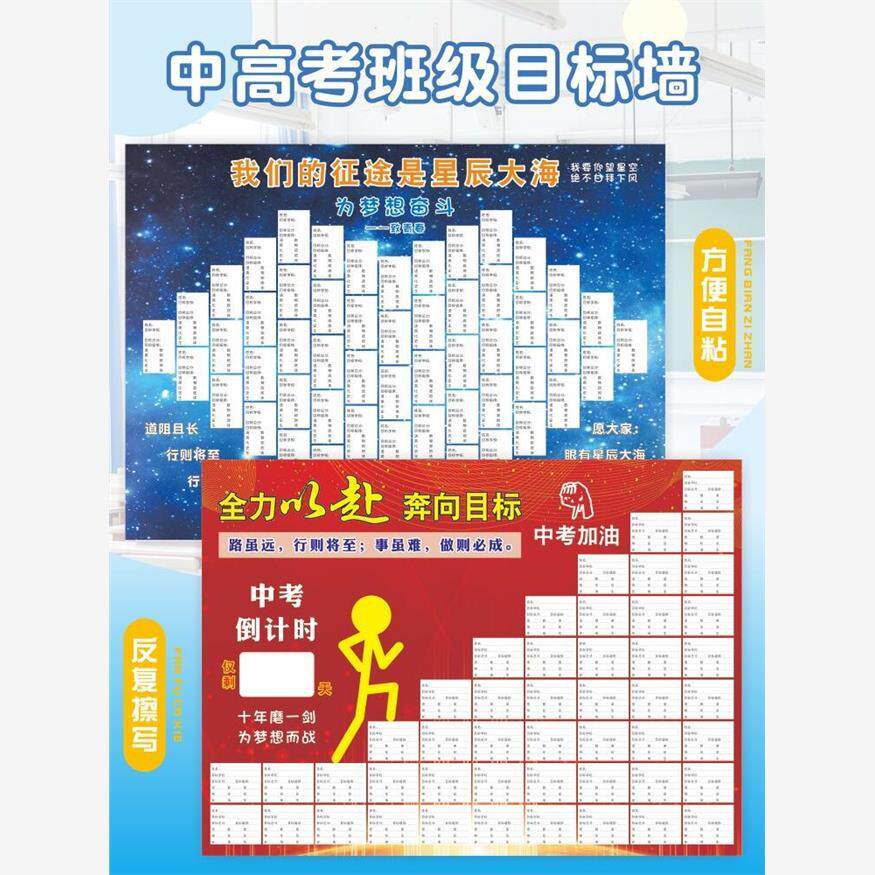 定制初高中班级目标墙贴纸画分数名次模考学校教室文化布置可擦写