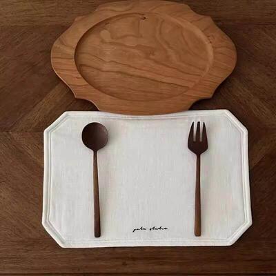 100% Linen Placemats Retro Handmade Heat Resistant棉麻西餐垫