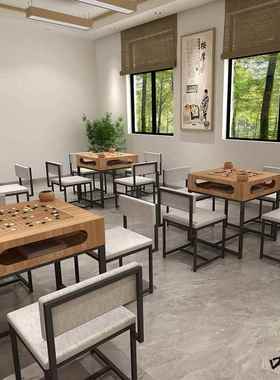 新中象棋式老桌围棋桌两用方形棋盘桌年68661棋活动室休闲茶室下
