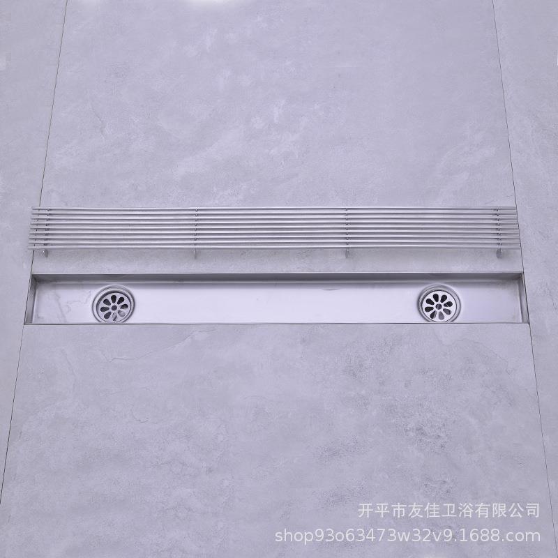 68双宽双排SP60068水地漏淋浴卫生间防臭下水34不锈0钢长双条型孔