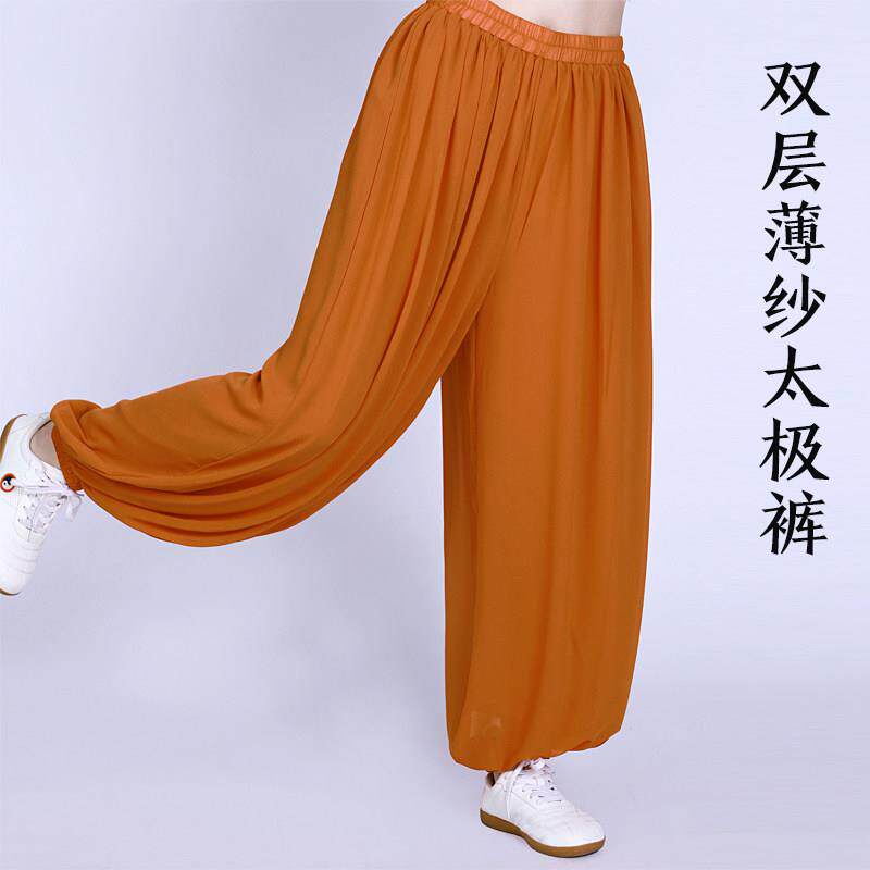 武唐记太极裤女双层薄纱雪纺夏季宽松灯笼裤太极拳练功日常防蚊裤