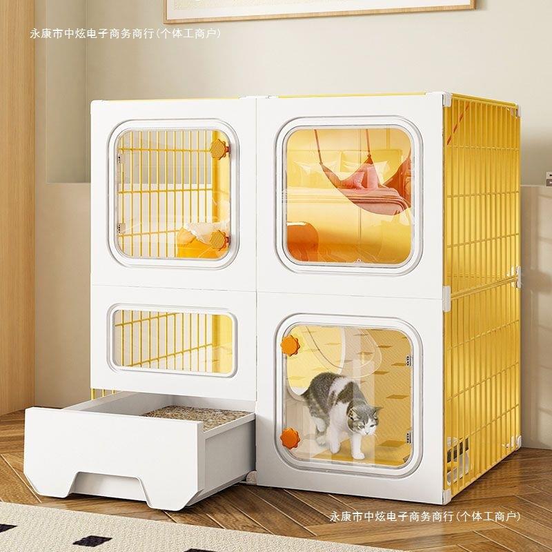 猫别墅工厂笼带厕所一体式家用室内大空间特大号双层屋猫咪笼子柜