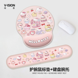 vision-kitty猫咪护腕鼠标垫女手腕，垫防滑办公室笔记本，电脑键盘托