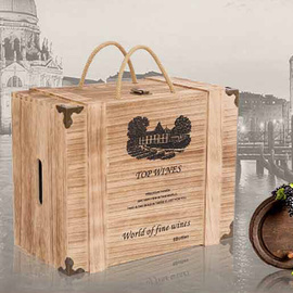 红酒木箱六支装葡萄酒，礼盒木盒包装盒木制箱子6支红酒箱定制