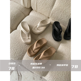 AZHU SHOES人字拖鞋女2023夏季外穿厚底黑色百搭网红夹脚凉拖