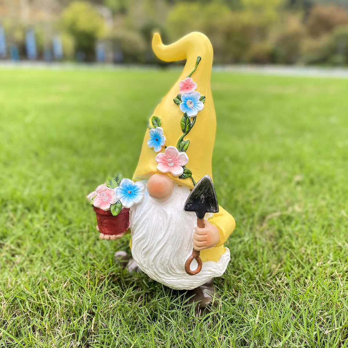 树脂庭院装饰新品工艺品太阳能庭院灯侏儒小矮人圣诞老人花园摆件