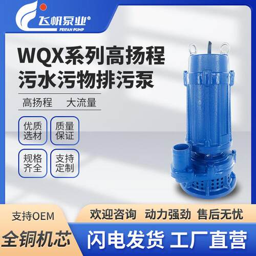 污水泵WQX/QX扬程工程泵化工排污380V农田灌溉立式潜水泵排污泵