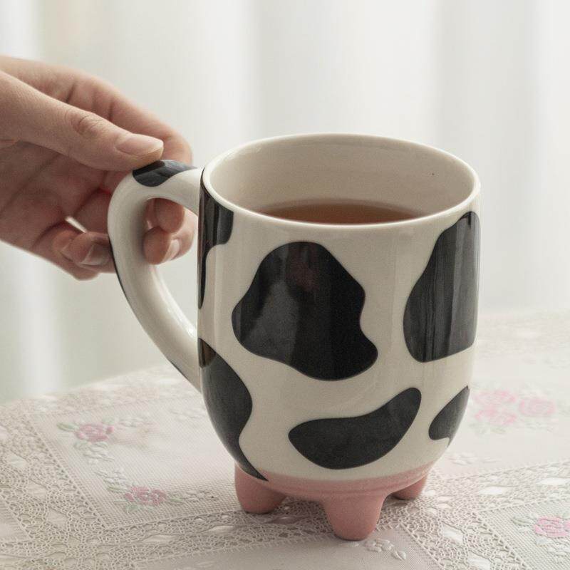 现货陶瓷奶牛杯卡通可爱动物奶牛杯牛奶咖啡水杯节日礼品杯