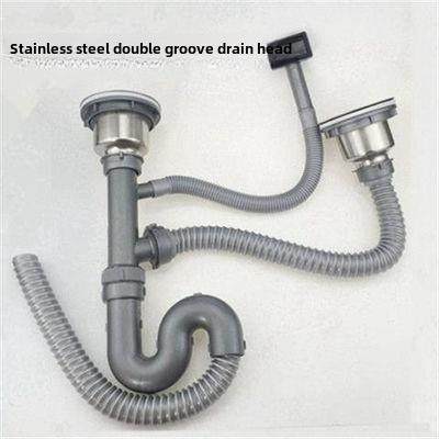 厨房水槽不锈钢水器配件双槽防臭洗菜盆台盆下水头套装下水管304,家装主材,水槽下水器,淘宝优惠券,粉丝福利购,淘宝优惠卷