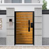 栅栏门民宿院子花园门木纹铝大门不锈钢庭院花园木门铁艺户外大门