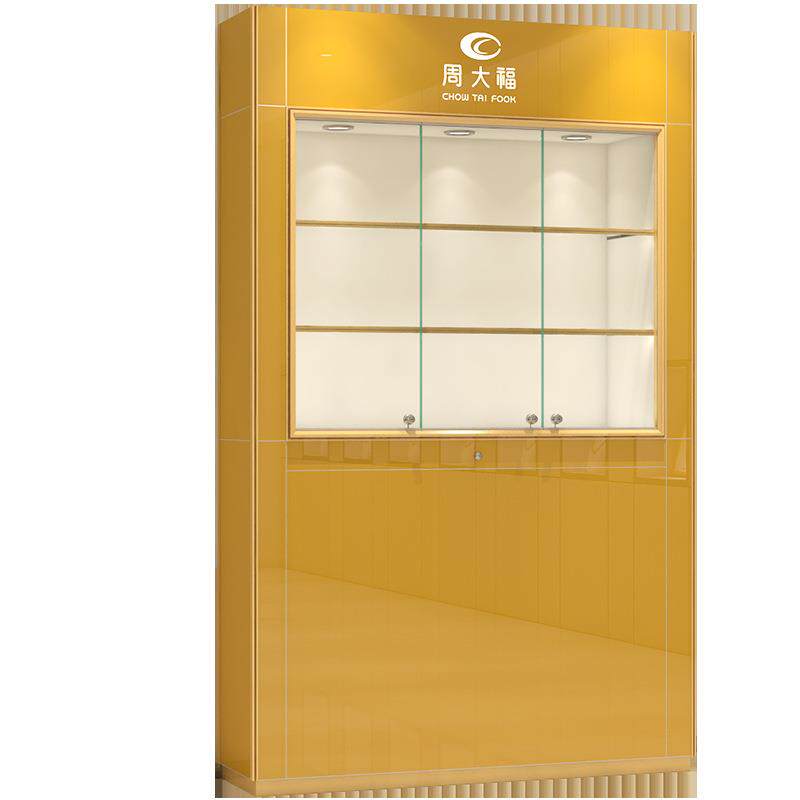 玻璃展示柜黄金珠宝柜台精品玉器陈列柜广告灯箱背柜靠墙 高柜子