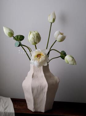 莲花人造花高端逼真的莲花客厅装饰插花摄影道具家居装饰