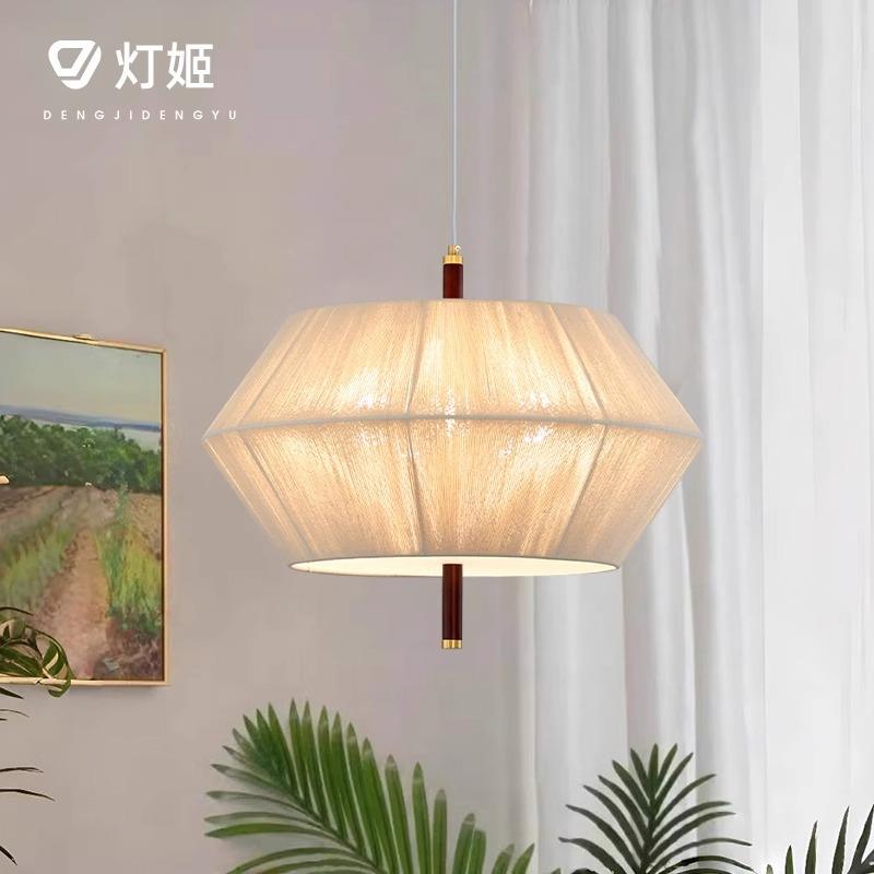 丝绒棉线吊灯现代简约日式复古风茶室灯饰手工编织温馨新款卧室灯