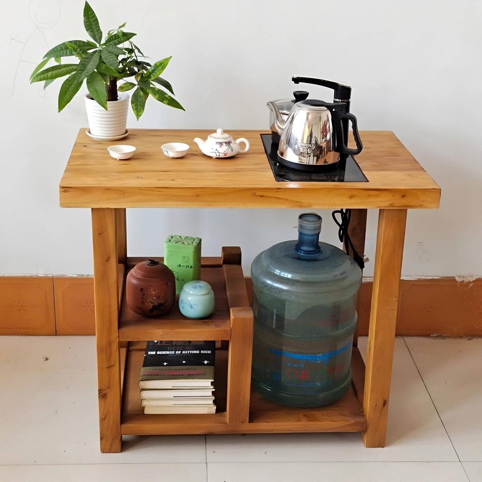 老榆木茶边柜实木阳台小茶台沙发边几角几原木移动茶几定制茶水柜