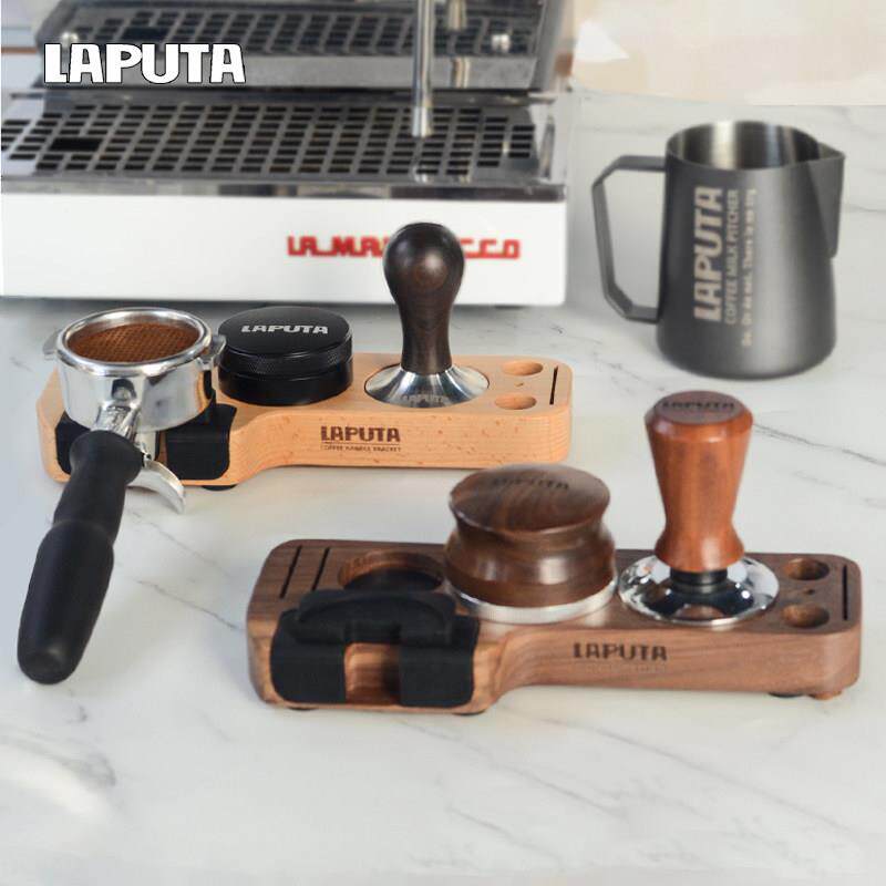 勒顿咖啡压粉座套装手柄支架配套器具胡桃木收纳底座布粉器压粉垫