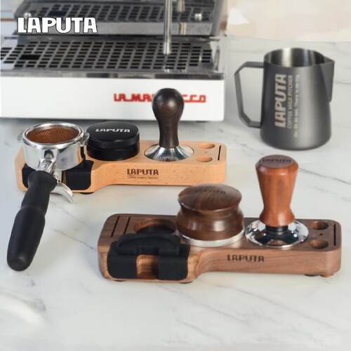 勒顿咖啡压粉座套装手柄支架配套器具胡桃木收纳底座布粉器压粉垫