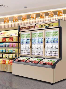 便利店子母柜冰柜水果冷藏冷冻一体展示柜饮料冰淇淋雪糕小型商用