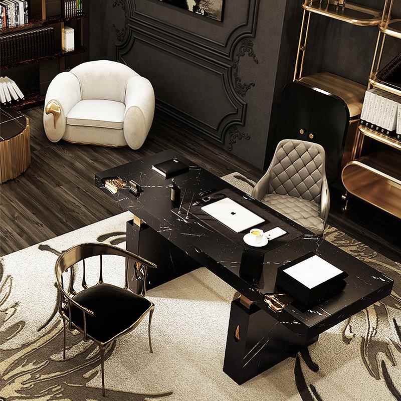 意式轻奢Bocdaolobo书桌书房公办桌餐厅餐桌性别墅异大理石397桌