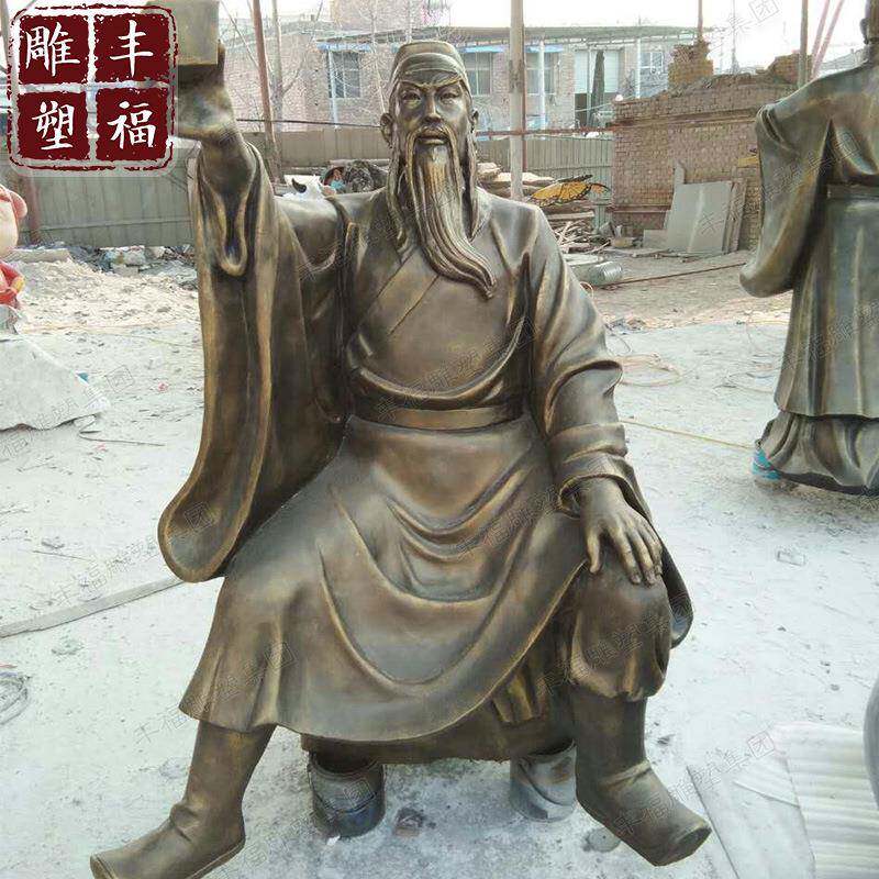 现货供应玻璃钢桃园三结义雕塑仿铜树脂古代三国人物公园绿地摆件