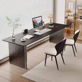 轻奢悬浮岩板书桌双人长条桌石头纹压克力工作台桌子办公电脑桌子