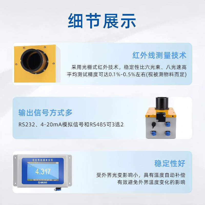 近红外在线水分仪生产线非接触式水分变化测量红外在线水分测定仪