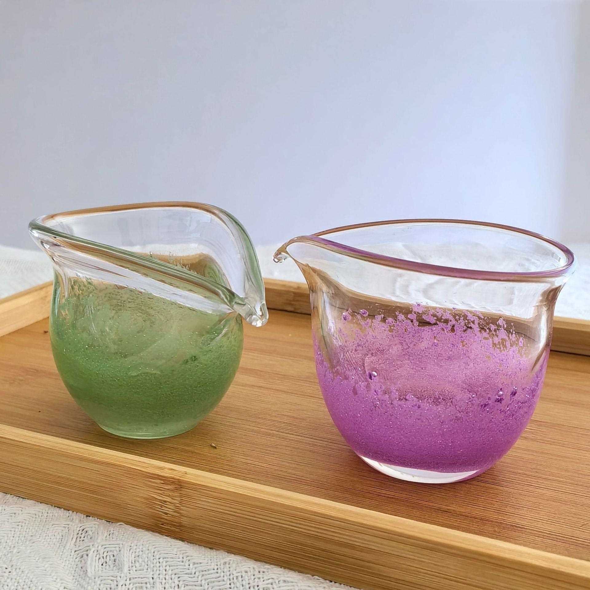 新款直销日式水晶玻璃公道杯家用大容量紫色茶海加厚耐热玻璃茶具
