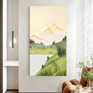 网红纯.手画绘油《苍翠》玄关肌廊理道装饰画走过抽象画轻奢挂画