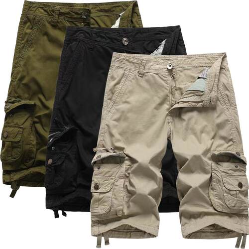Multi pocket men's workwear shorts, plus size military