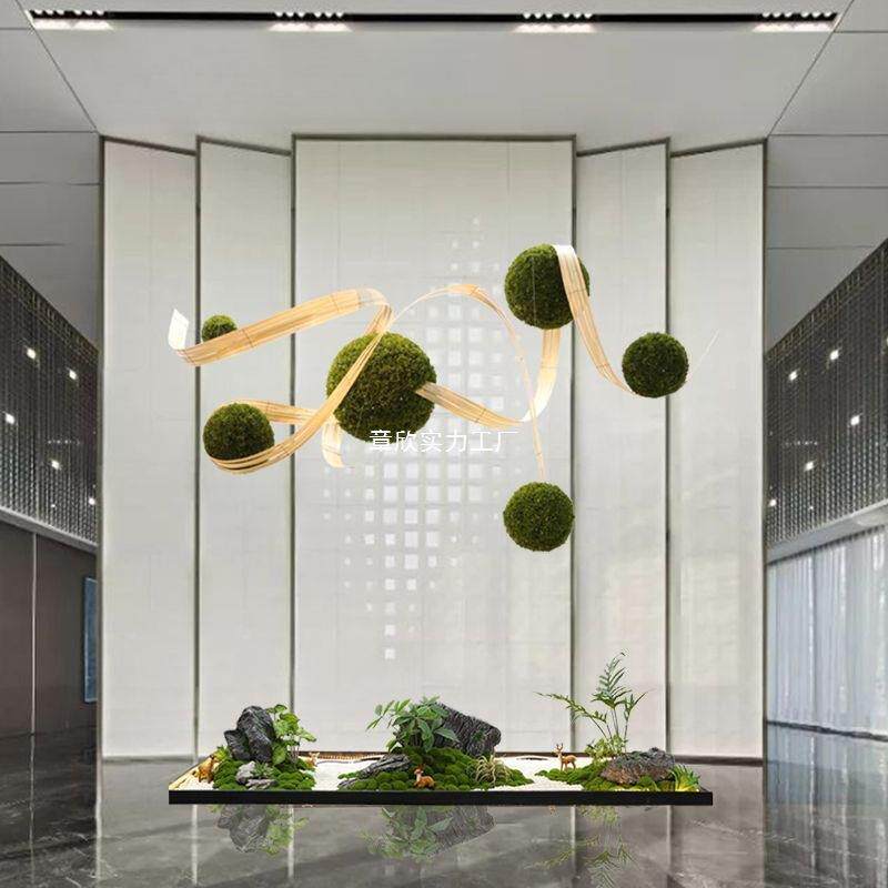藓球型植物吊顶装饰创店造型绿ZXMCKRLD植意草球酒橱窗室内景苔观