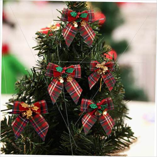 Christmas tree pendant with bell and bow gift box decoration
